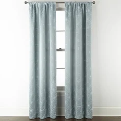 Regal Home Perth Geometric Embroidery Rod Pocket Blackout Set of 2 Curtain Panel