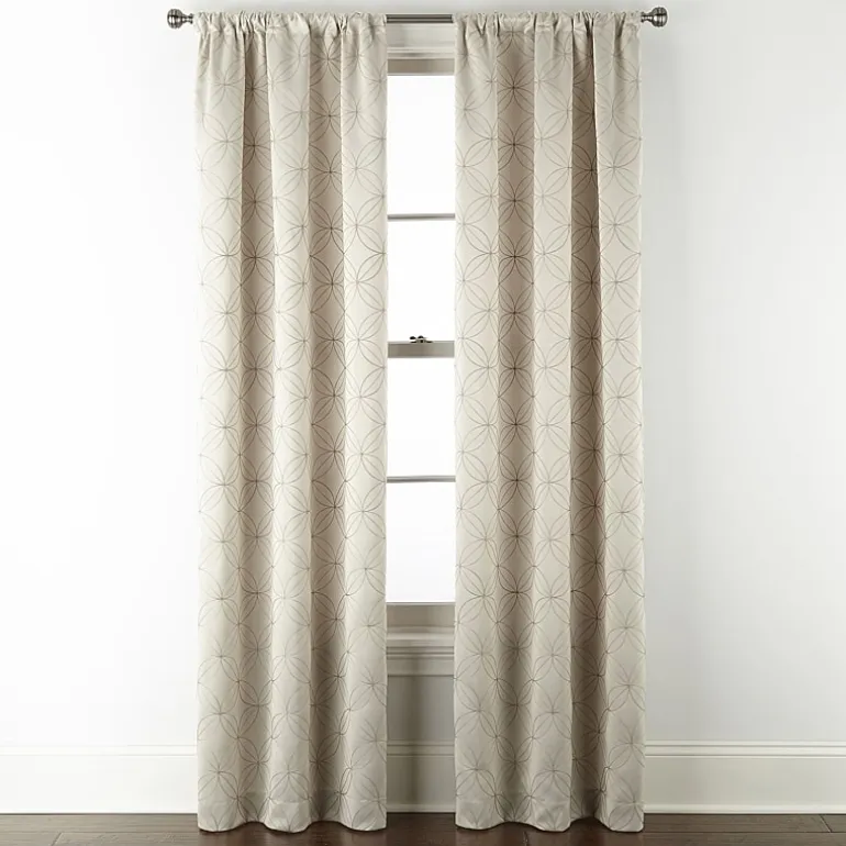 Regal Home Perth Geometric Embroidery Rod Pocket Blackout Set of 2 Curtain Panel