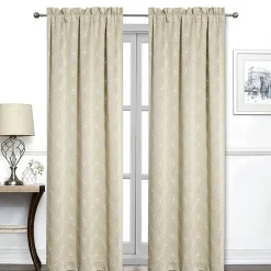 Regal Home Perth Geometric Embroidery Rod Pocket Blackout Set of 2 Curtain Panel