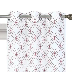 Regal Home Perth Geometric Embroidery Grommet Top Sheer Set of 2 Curtain Panel