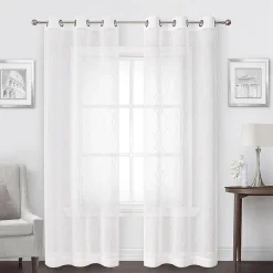 Regal Home Starbust Grommet Top Energy Saving Embroidered Sheer Set of 2 Curtain Panel