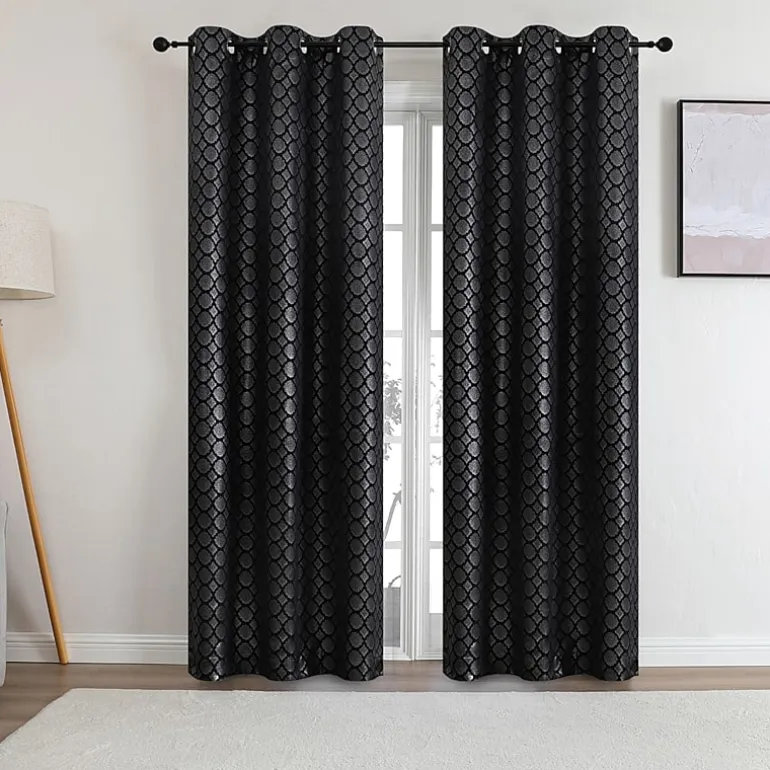 Regal Home Tobias Grommet Top Energy Saving Embossed Blackout Set of 2 Curtain Panel