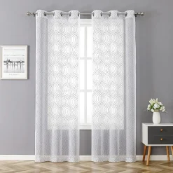 Regal Home Willa Grommet Top Embroidered Sheer Set of 2 Curtain Panel