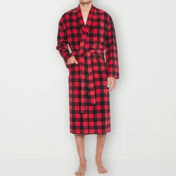 Residence Mens-Big Fleece Kimono Robe Long Sleeve Long Length