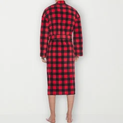 Residence Mens-Big Fleece Kimono Robe Long Sleeve Long Length