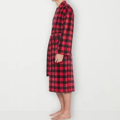 Residence Mens-Big Fleece Kimono Robe Long Sleeve Long Length