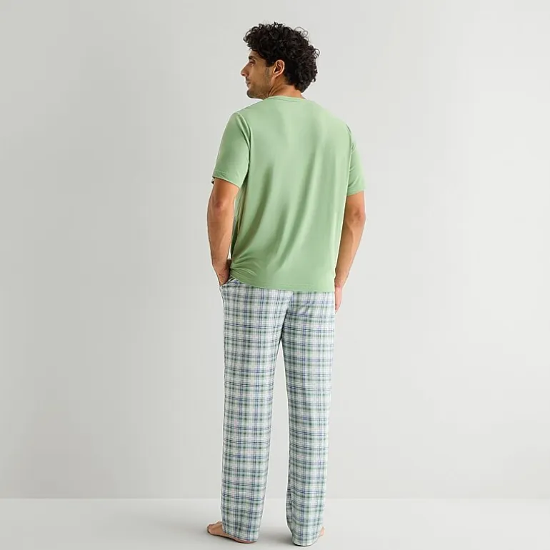 RESTWELL Mens Crew Neck Short Sleeve 2-pc. Pajama Set