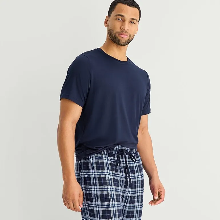 RESTWELL Mens Crew Neck Short Sleeve 2-pc. Pajama Set