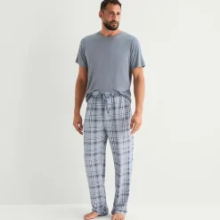 RESTWELL Mens Crew Neck Short Sleeve 2-pc. Pajama Set