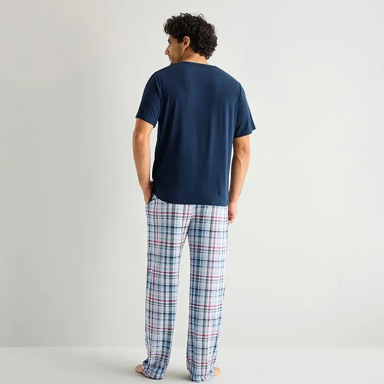 RESTWELL Mens Crew Neck Short Sleeve 2-pc. Pajama Set
