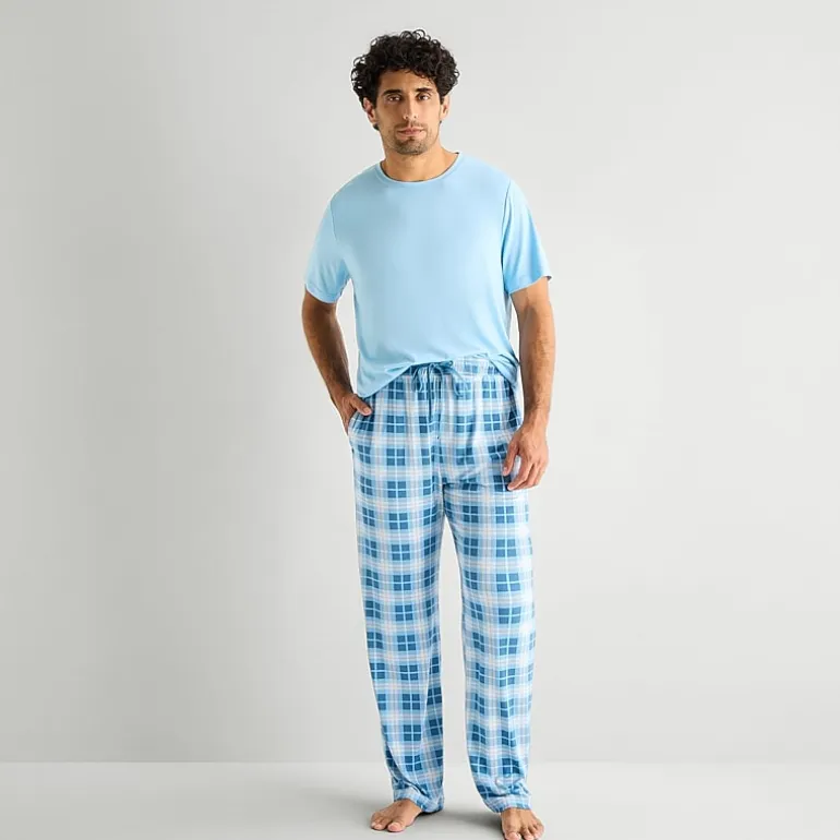 RESTWELL Mens Crew Neck Short Sleeve 2-pc. Pajama Set