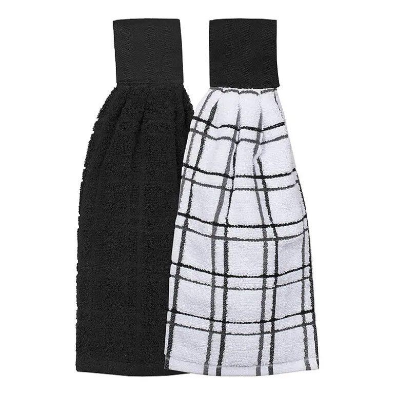 Ritz 2-pc. Solid and Multi Kitchen Tie Towel Set