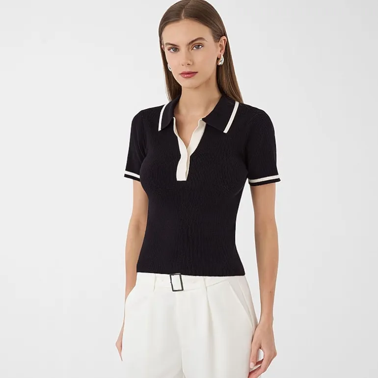 RM Rebecca Minkoff Womens Short Sleeve Polo Shirt