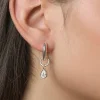 RM Rebecca Minkoff Womens White Cubic Zirconia 1.5mm Hoop Earrings