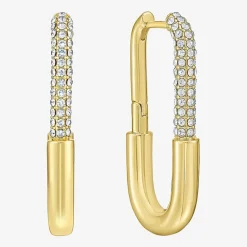 RM Rebecca Minkoff Womens White Cubic Zirconia 14K Gold Over Brass 3.5mm Hoop Earrings