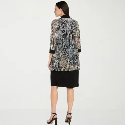 R & M Richards Womens Petite Jacket Dress With Removable Necklace