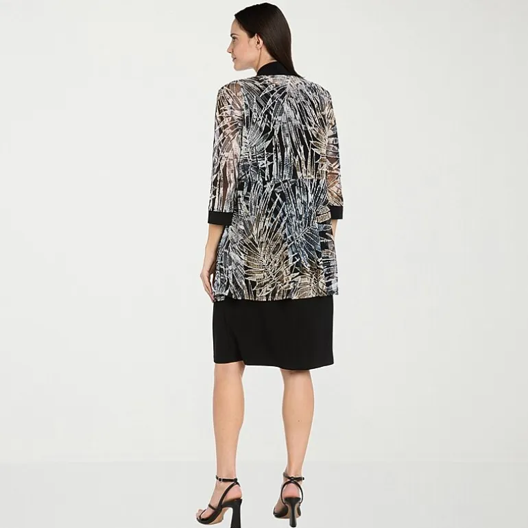 R & M Richards Womens Petite Jacket Dress With Removable Necklace