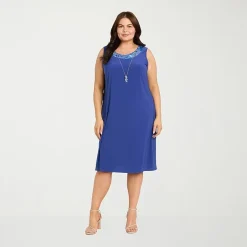 R & M Richards Womens Plus Floral Jacket Dress With Removable Necklace