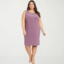 R & M Richards Womens Plus Jacket Dress With Removable Necklace