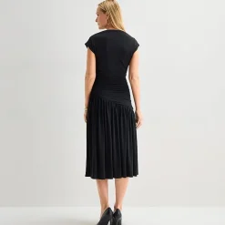 Robbie Bee Womens Boat Neck Short Sleeve Fit + Flare Dress