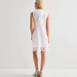 Robbie Bee Womens High Neck Sleeveless Shift Dress