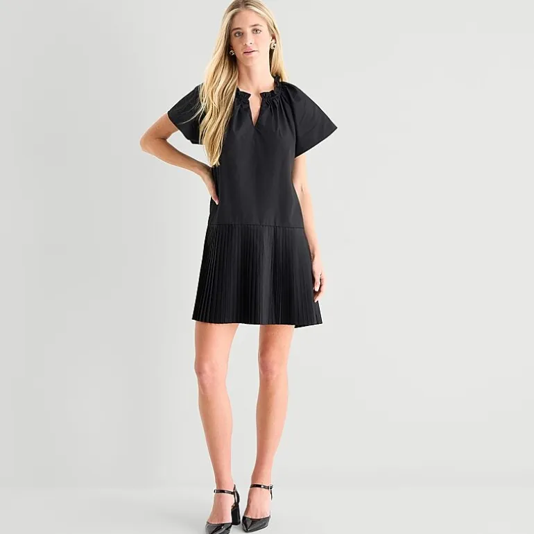 Robbie Bee Womens Petite V Neck Short Sleeve Shift Dress