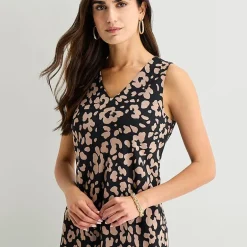 Robbie Bee Womens V Neck Sleeveless Floral Shift Dress