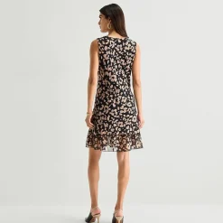 Robbie Bee Womens V Neck Sleeveless Floral Shift Dress