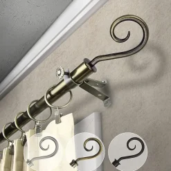 Rod Desyne 13/16" Adjustable Curtain Rod with Curl Finials