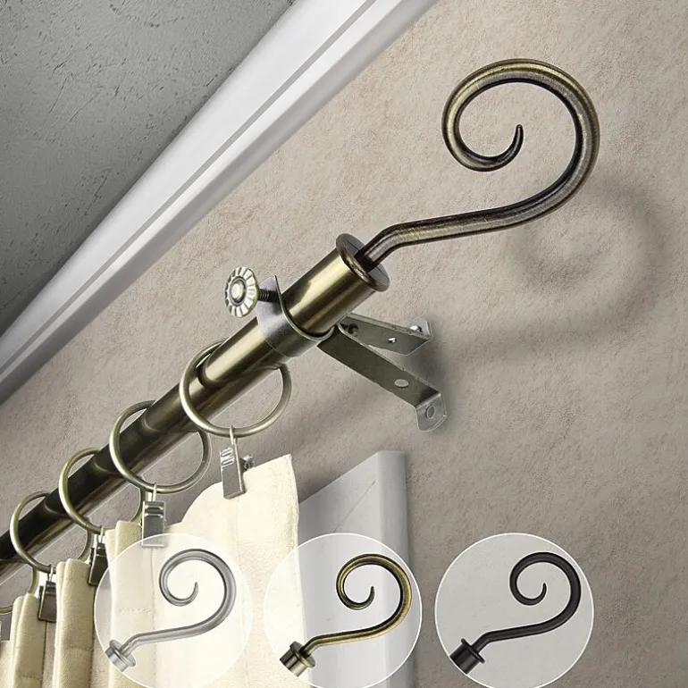Rod Desyne 13/16" Adjustable Curtain Rod with Curl Finials