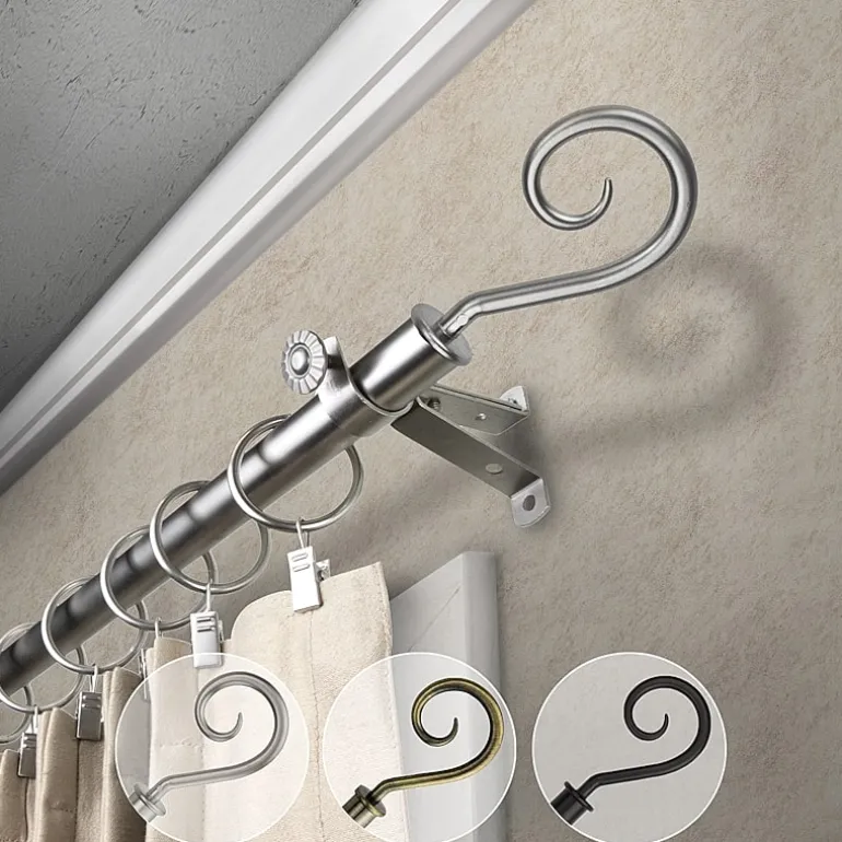 Rod Desyne 13/16" Adjustable Curtain Rod with Curl Finials