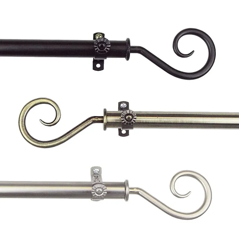 Rod Desyne 13/16" Adjustable Curtain Rod with Curl Finials