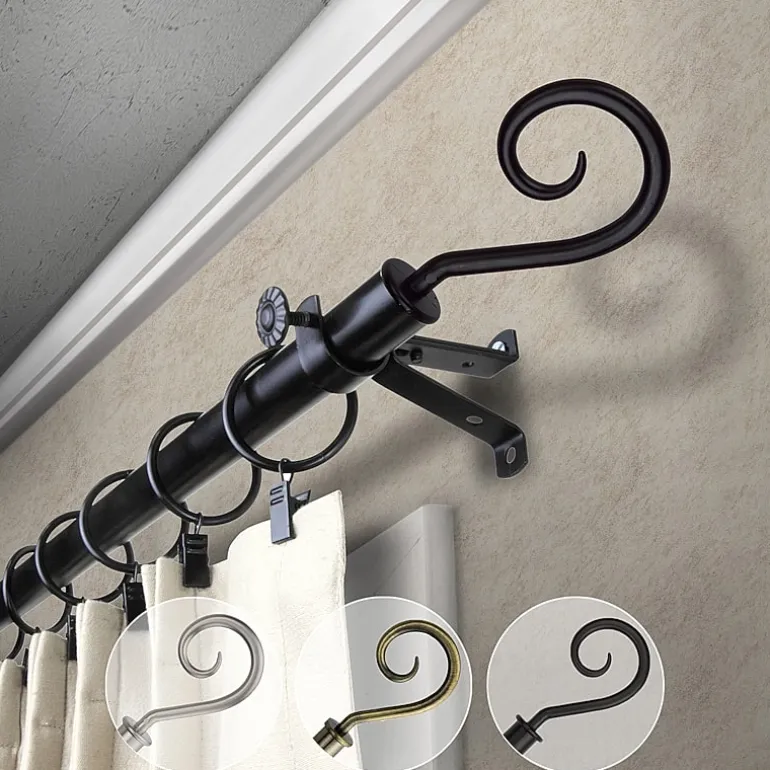 Rod Desyne 13/16" Adjustable Curtain Rod with Curl Finials