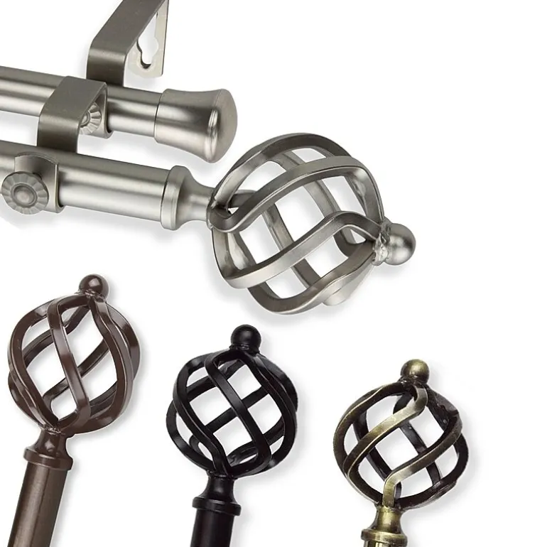 Rod Desyne Double 13/16" Adjustable Curtain Rod with Twist Finials