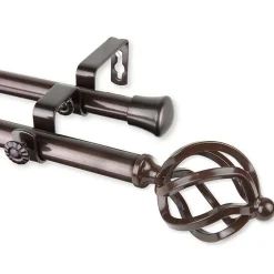 Rod Desyne Double 13/16" Adjustable Curtain Rod with Twist Finials
