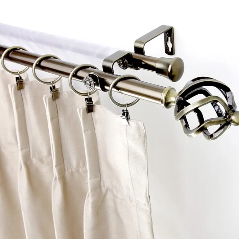 Rod Desyne Double 13/16" Adjustable Curtain Rod with Twist Finials