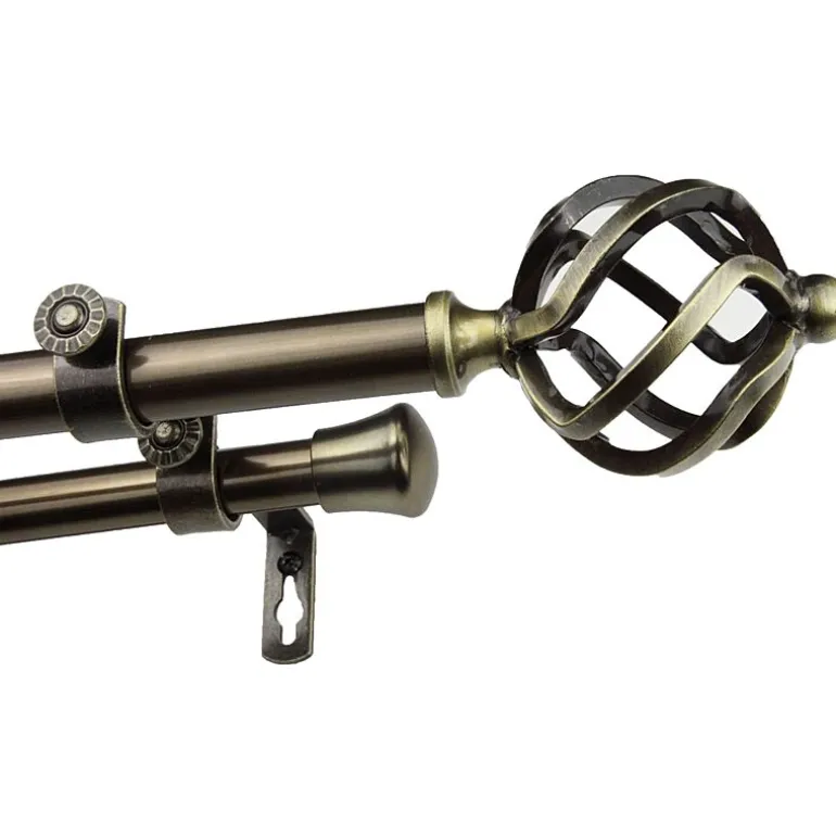 Rod Desyne Double 13/16" Adjustable Curtain Rod with Twist Finials