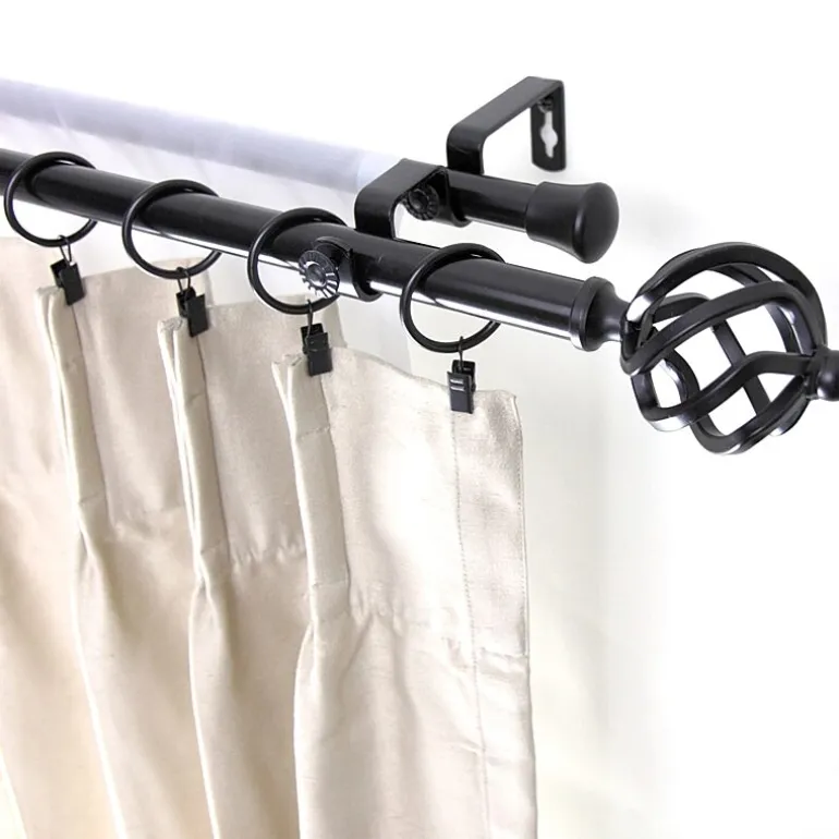 Rod Desyne Double 13/16" Adjustable Curtain Rod with Twist Finials