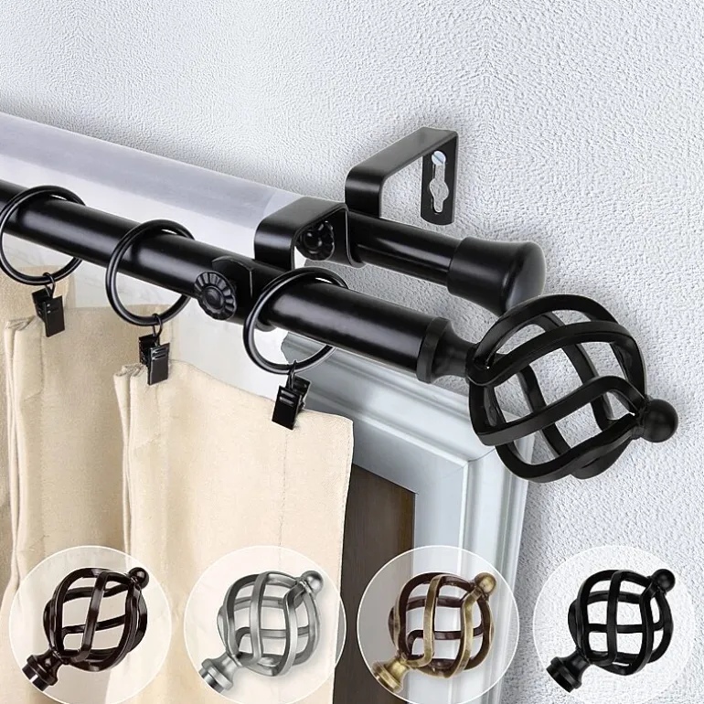 Rod Desyne Double 13/16" Adjustable Curtain Rod with Twist Finials