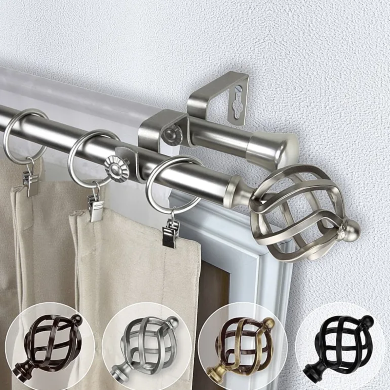 Rod Desyne Double 13/16" Adjustable Curtain Rod with Twist Finials