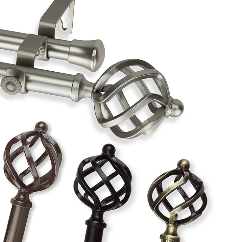 Rod Desyne Double 13/16" Adjustable Curtain Rod with Twist Finials