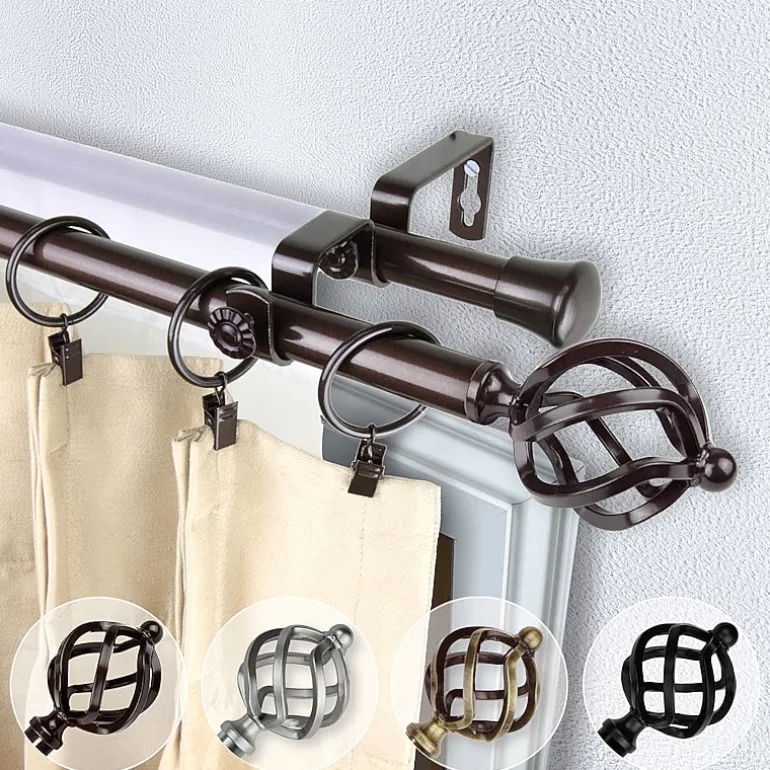 Rod Desyne Double 13/16" Adjustable Curtain Rod with Twist Finials