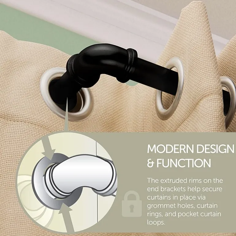 Rod Desyne Industrial Pipe Blackout 1 IN Adjustable Curtain Rod