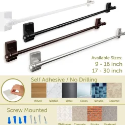 Rod Desyne Self Adhesive 7/16 IN Adjustable Curtain Rod