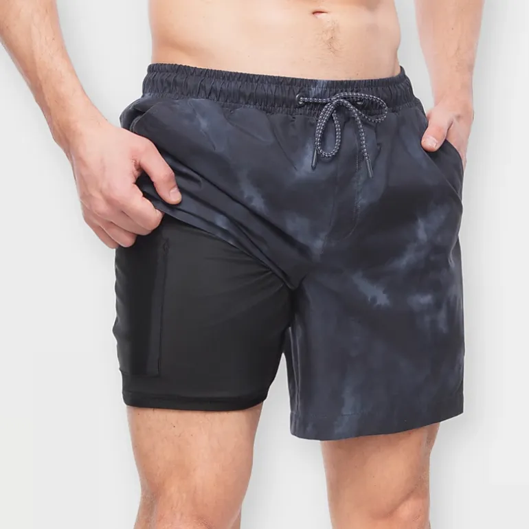 Rokka&Rolla Mens 7" Quick-Dry Swim Trunks with Compression Liner