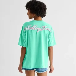 Rolling Stones Oversized Tee Womens Juniors Crew Neck Short Sleeve Regular Fit Graphic T-Shirt