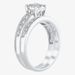 Round 1 CT.T.W. Natural Diamond Side Stone Bridal Set in 10K or 14K Gold