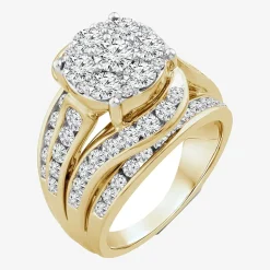 Round 3 CT.T.W. Natural Diamond Side Stone Engagement Ring in 10K or 14K Gold