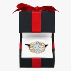 Round 3 CT.T.W. Natural Diamond Side Stone Engagement Ring in 10K or 14K Gold
