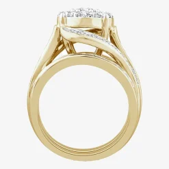 Round 3 CT.T.W. Natural Diamond Side Stone Engagement Ring in 10K or 14K Gold